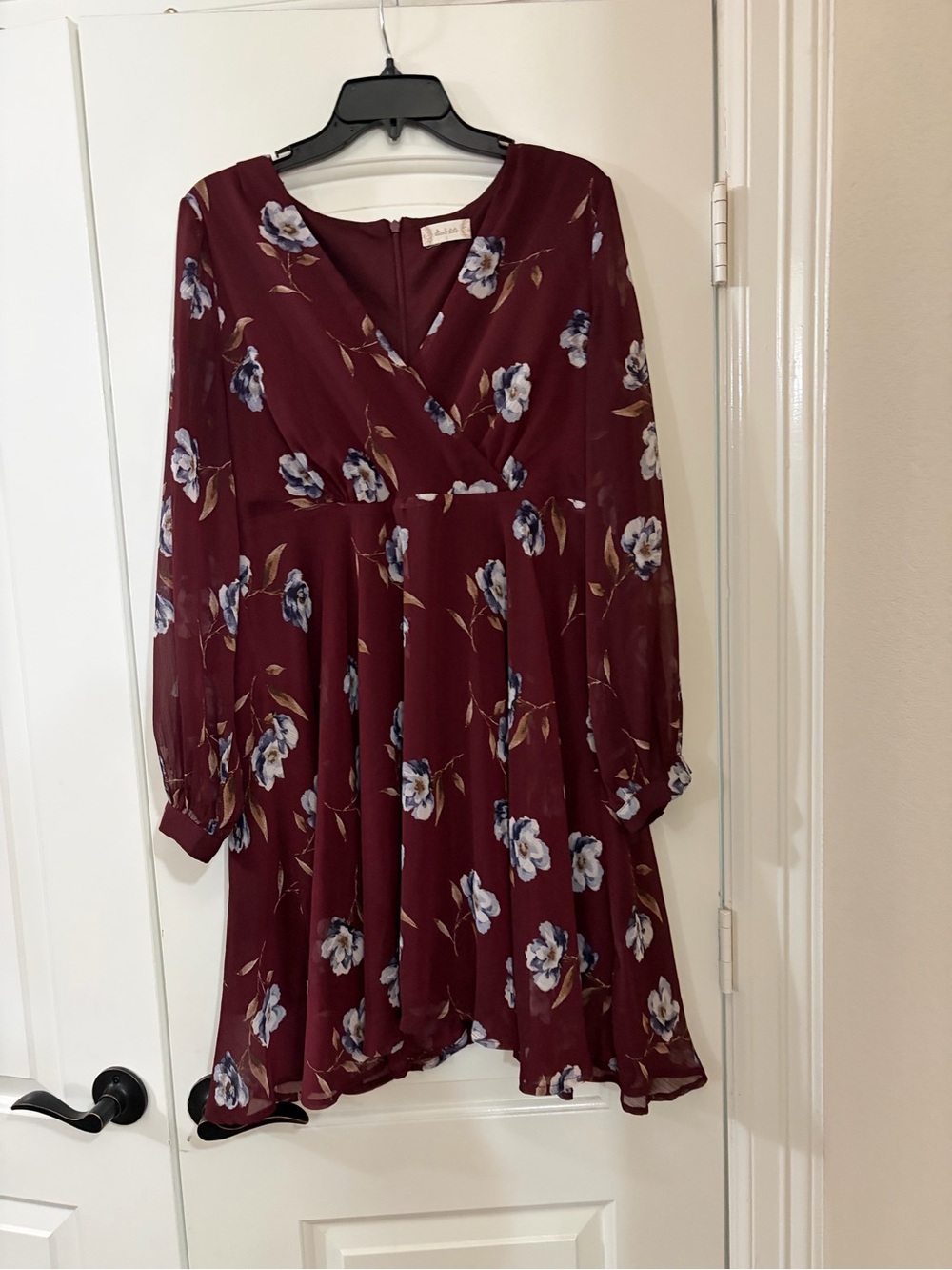 Altar'd State Burgundy Floral Long Sleeve Dress
